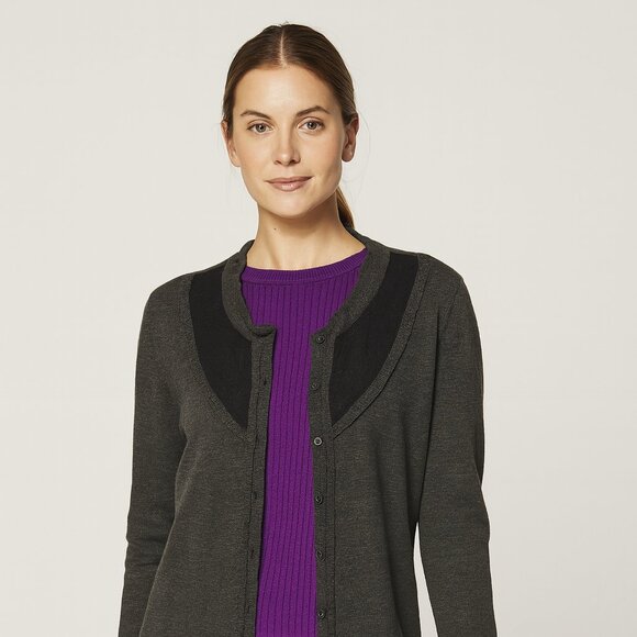 MarcCain Gray Women’s Virgin Wool Blend Lace Detail Cardigan Size 6 - Picture 4 of 14